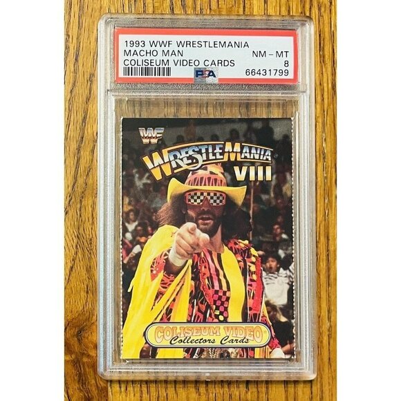 1993 WWF Wrestlemania Macho Man Randy Savage PSA 8 Coliseum Video Card